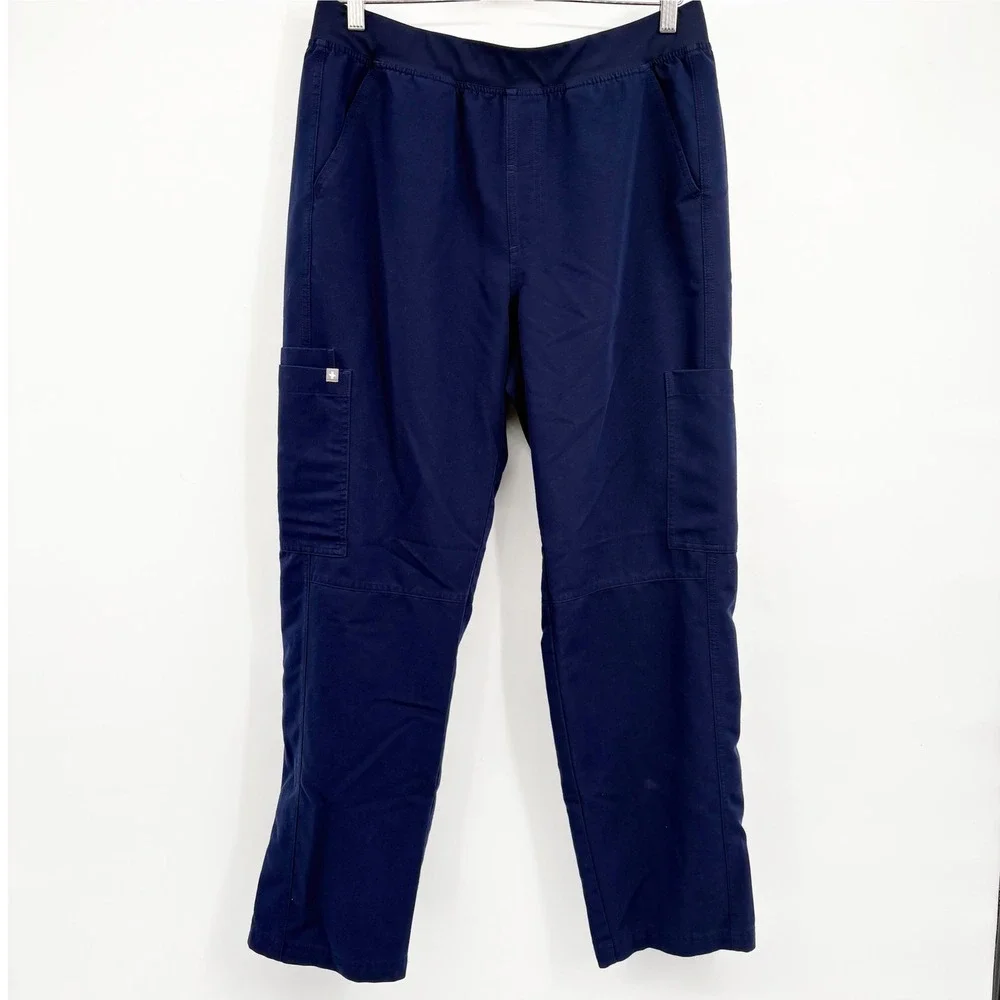 FIGS Mens Navy Axim Straight Leg Technical Cargo Nursing Medical Scrub Pants L